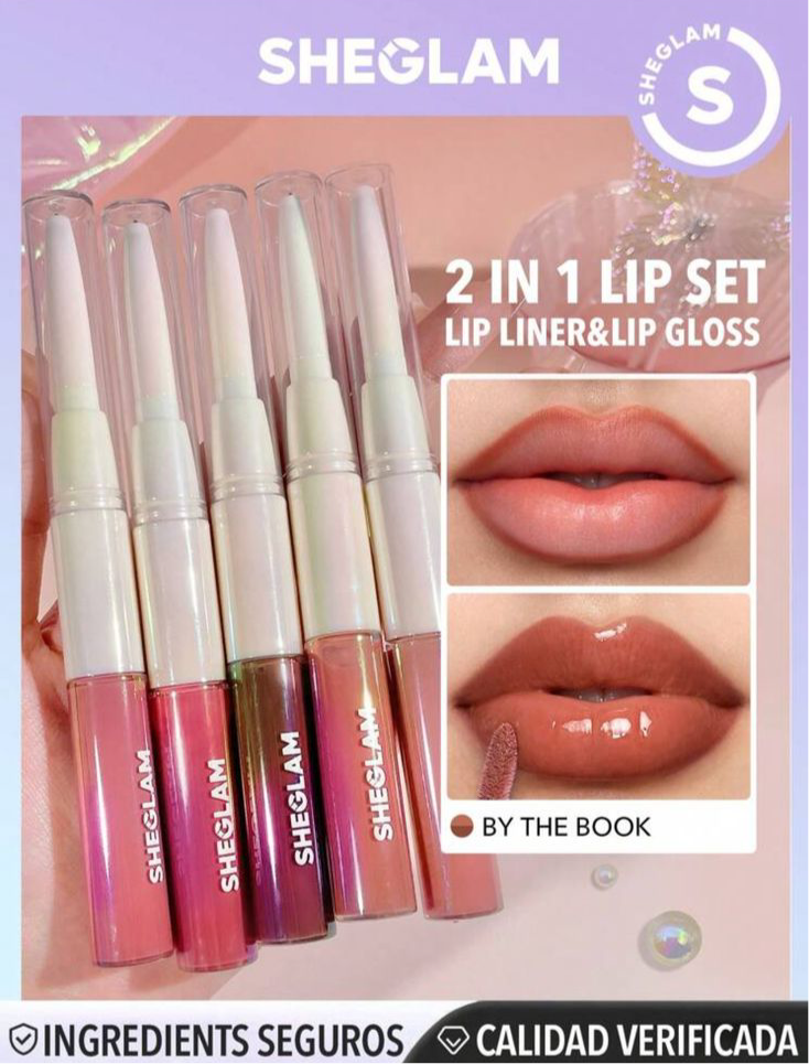SHEGLAM 2 EN 1 SET LIP LINER&LIP GLOSS-BY THE BOOK💋✨