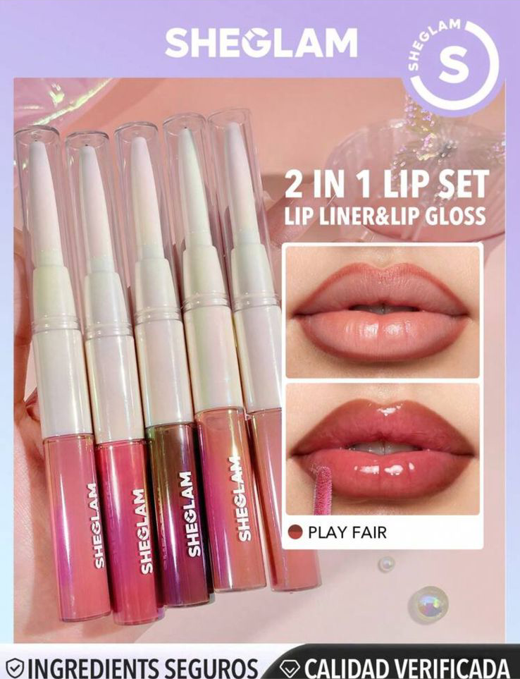 SHEGLAM 2 EN 1 SET LIP LINER&LIP GLOSS- PLAY FAIR 💋✨
