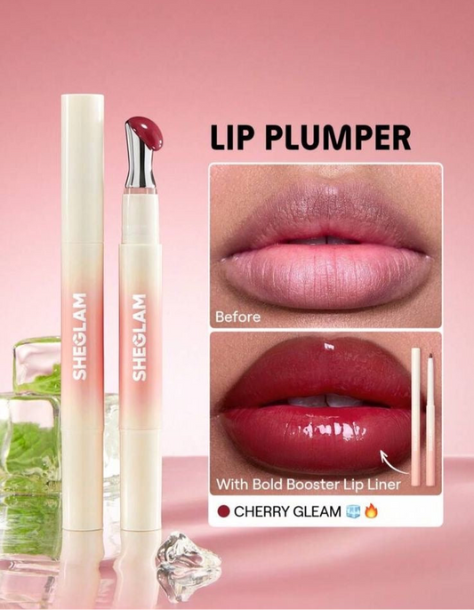 SHEHLAM LIP PLUMPER WITH BOLD BOOSTER LIP LINER- Cherry Gleam💋✨