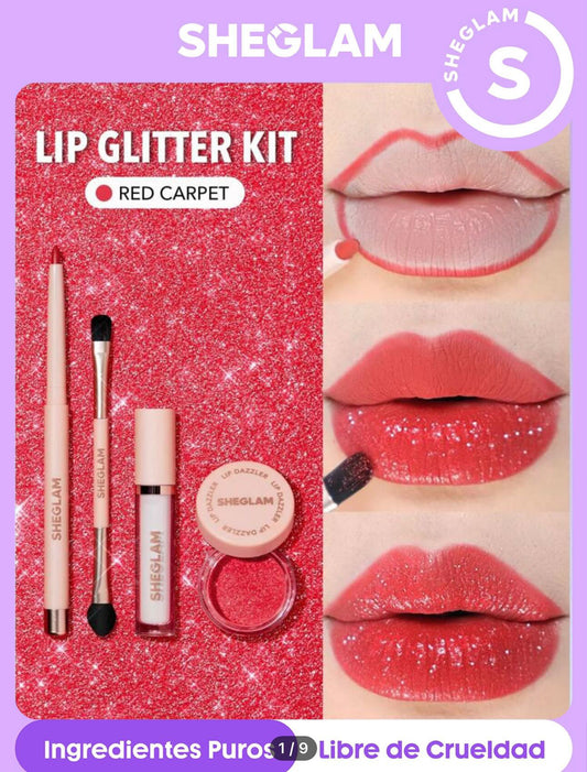 SHEGLAM Lip Glitter Kit-Red Carpet💋✨