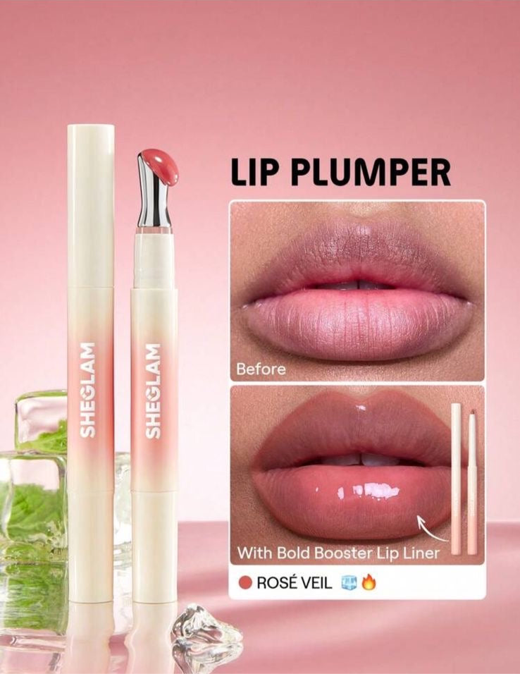 SHGLAM LIP PLUMPER WITH BOLD BOOSTER LIP LINER- ROSE VEIL💋😍