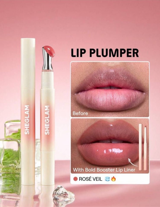 SHGLAM LIP PLUMPER WITH BOLD BOOSTER LIP LINER- ROSE VEIL💋😍