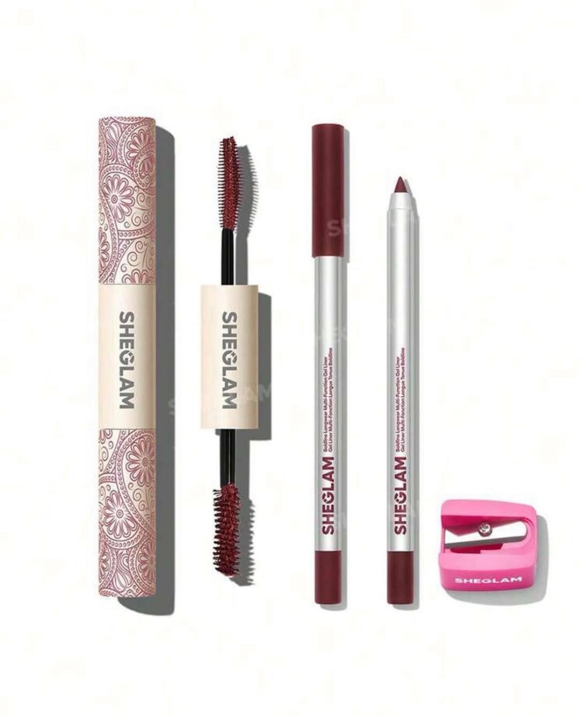 SHEGLAM 3Pcs Bold Burgundy Set Máscara Waterproof y Delineador en Gel