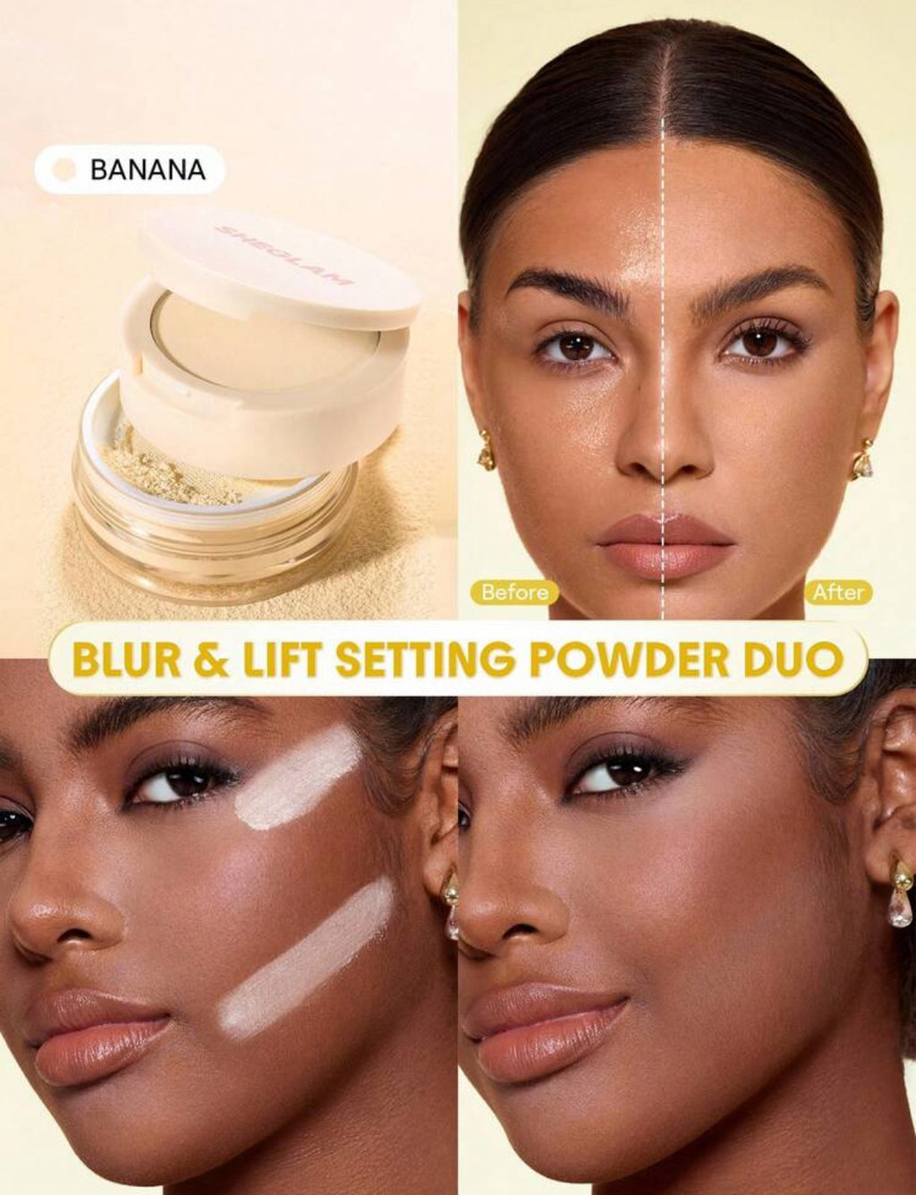 Insta-Ready Ultra-Fine Difuminador & Lifting Polvo Fijador Dos en Uno-Banana