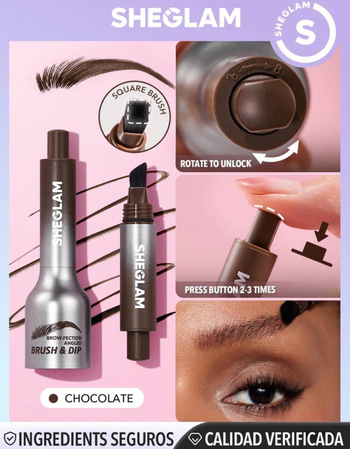 Cepillo angular y dip para cejas  Brow-Fection- Chocolate