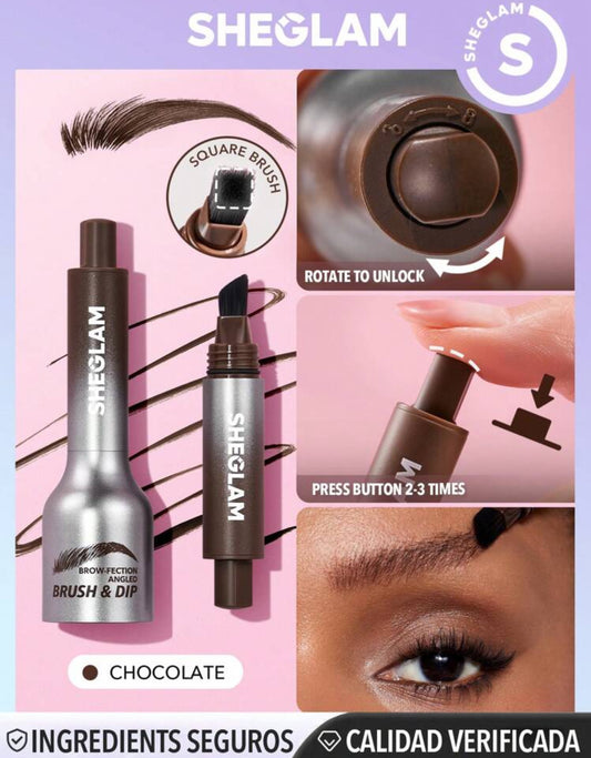 Cepillo angular y dip para cejas  Brow-Fection- Chocolate