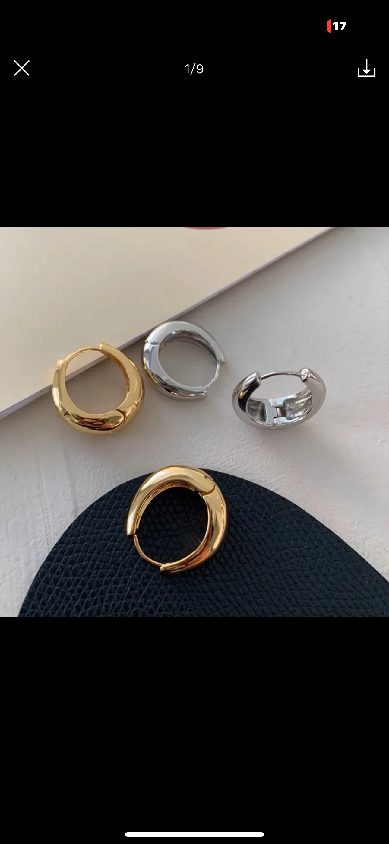 Aretes color acero bañado en oro