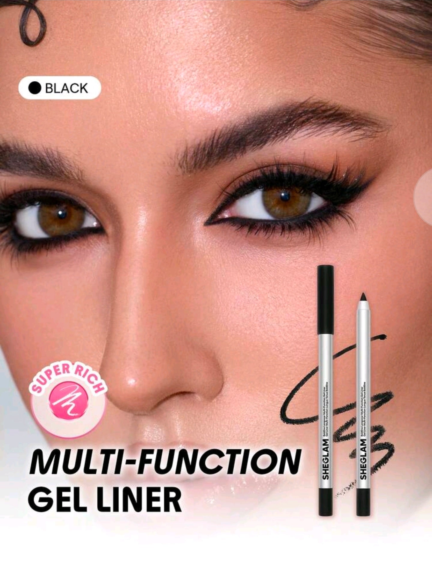 SHEGLAM Boldline Delineador en Gel Multifunción de Larga Duración-Black